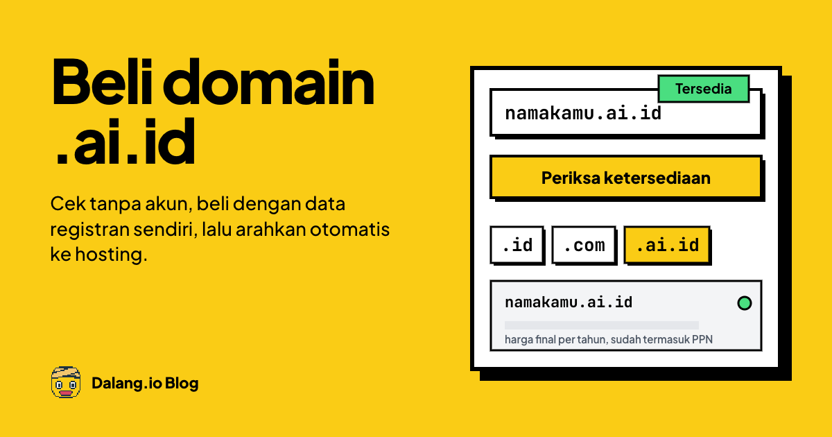 Beli Domain .ai.id di hosting.dalang.io — Termasuk Promo Gratis Setahun